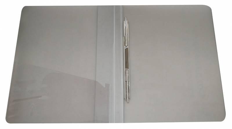 Папка метал.пруж.скоросш. Бюрократ -PZ07PGREY A4 пластик 0.7мм внут.и торц.карм серый фото 2