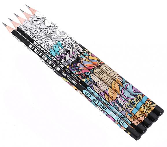 Карандаш чернографит. Deli EU53300-1 Arti Graff 2B шестигран. тополь рисунок (1шт) фото 3