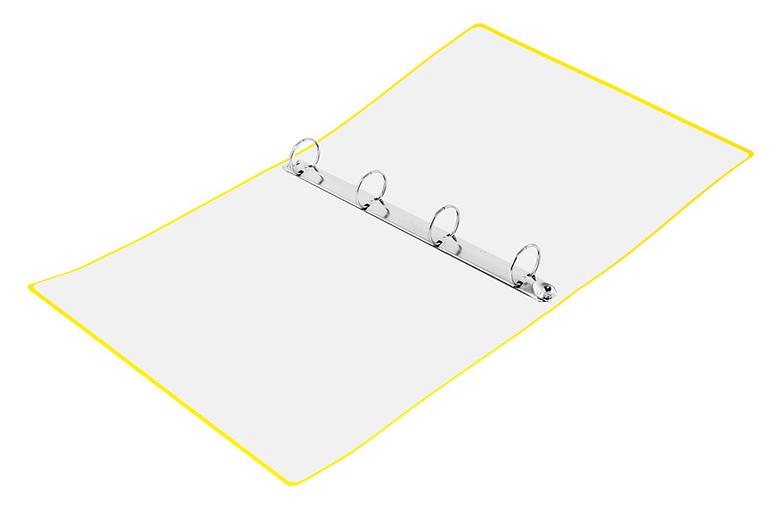 Папка панорама на 4-х кольцах Бюрократ Double Neon DNE0740/4RYEL A4 пластик 0.7мм кор.40мм карм.на лиц.стор. желтый фото 2