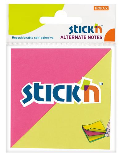 Блок самоклеящийся бумажный Stick`n 21299 76x76мм 100лист. 70г/м2 неон 2цв.в упак. европодвес фото 1