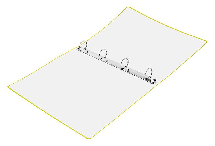 Папка панорама на 4-х кольцах Бюрократ Double Neon DNE0740/4RLETT A4 пластик 0.7мм кор.40мм карм.на лиц.стор. салатовый фото 2