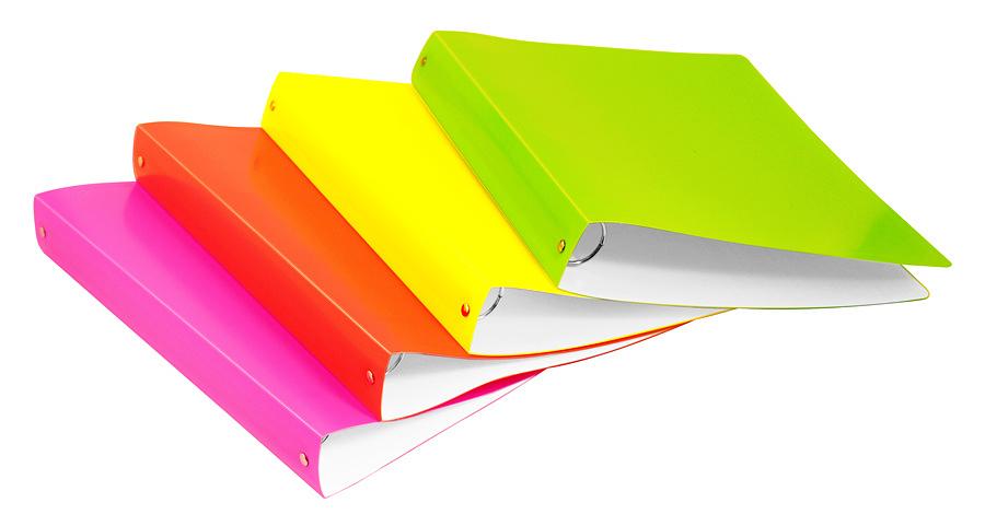 Папка панорама на 4-х кольцах Бюрократ Double Neon DNE0740/4RLETT A4 пластик 0.7мм кор.40мм карм.на лиц.стор. салатовый фото 3