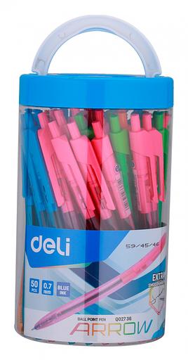 Ручка шариковая Deli EQ02736-1 Arrow 0.7мм прозрачный ассорти синие чернила (1шт) фото 9