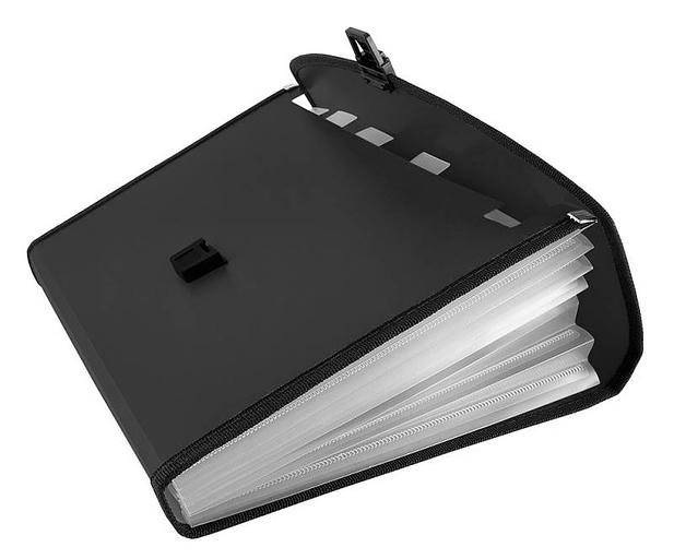 Портфель Бюрократ -BPP13LBLCK 13 отдел. A4 с окантовкой пластик 0.7мм черный фото 2