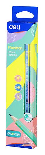 Карандаш чернографит. Deli EU54800-1 Macaron HB шестигран. пластик ластик (1шт) фото 4