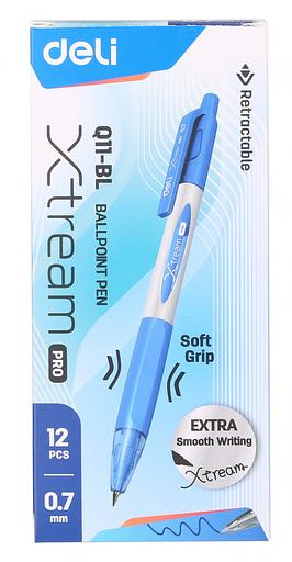 Ручка шариковая Deli EQ11-BL X-tream авт. 0.7мм резин. манжета синий металлик/синий синие чернила фото 3