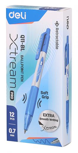 Ручка шариковая Deli EQ11-BL X-tream авт. 0.7мм резин. манжета синий металлик/синий синие чернила фото 4