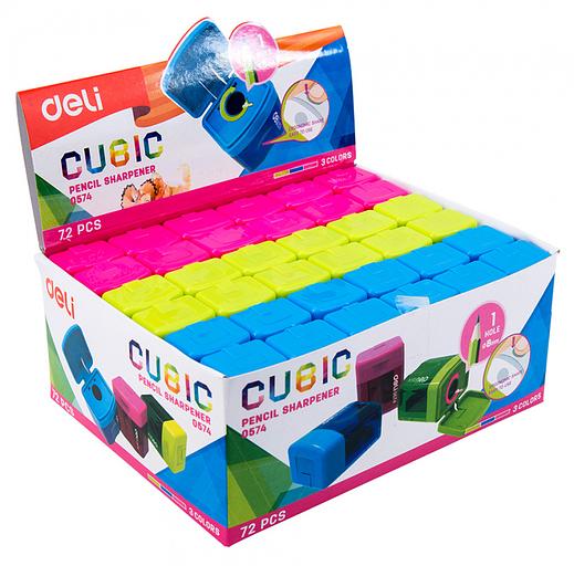 Точилка для карандашей ручная Deli E0574 Cubic 1 отверстие пластик ассорти дисплей фото 8