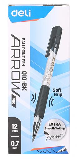 Ручка шариковая Deli EQ10-BK Arrow 0.7мм резин. манжета серый металлик/черный черные чернила фото 3