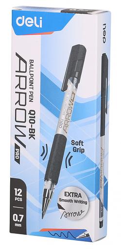 Ручка шариковая Deli EQ10-BK Arrow 0.7мм резин. манжета серый металлик/черный черные чернила фото 4