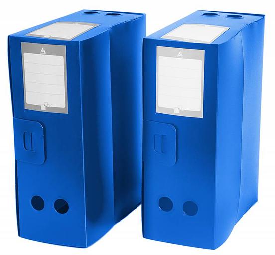 Короб архивный вырубная застежка Бюрократ -BA120BLUE пластик 1мм корешок 120мм 330х245мм синий фото 2
