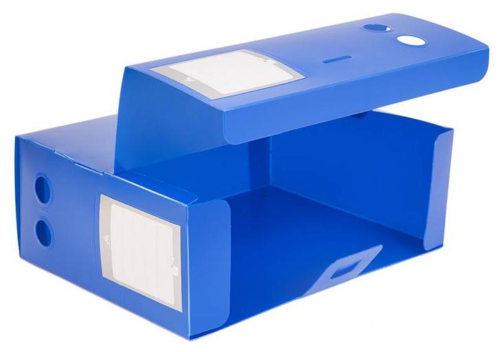 Короб архивный вырубная застежка Бюрократ -BA120BLUE пластик 1мм корешок 120мм 330х245мм синий фото 5