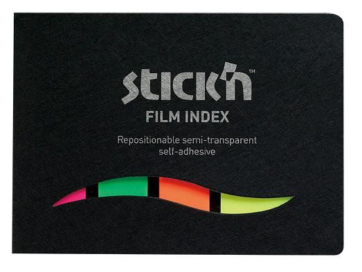 Закладки самокл. индексы пластиковые Stick`n 21077 4цв.в упак. 25лист в обложке 25x45мм+12x45мм европодвес фото 2