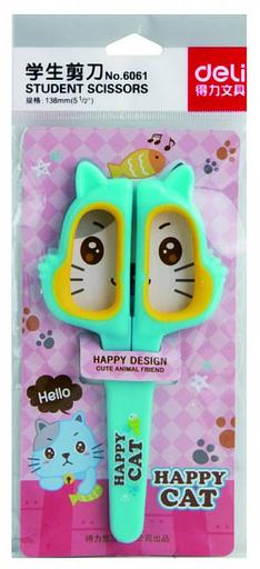 Ножницы Deli 6061 Happy Cat детские 138мм ТПЭ сталь ассорти фото 4