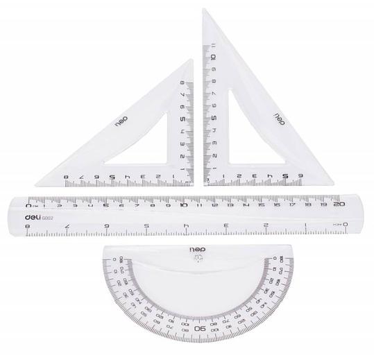 Набор линеек Deli Pioneer EG00412 пластик прозрачный компл.:лин.20см./треуг.2шт./трансп. европодвес фото 2