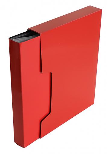Папка с 100 прозр.вклад. Бюрократ DeLuxe DLVBOX100RED A4 пластик 0.7мм красный в коробе фото 1
