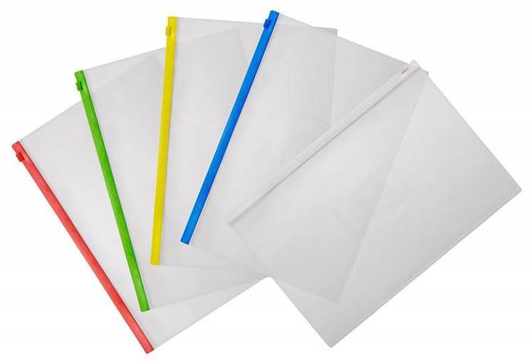 Папка на молнии ZIP Бюрократ -BPM4ARED A4+ полипропилен 0.15мм карм.для визит. цвет молнии красный фото 3