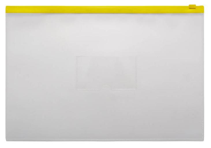 Папка на молнии ZIP Бюрократ -BPM4AYEL A4+ полипропилен 0.15мм карм.для визит. цвет молнии желтый фото 1
