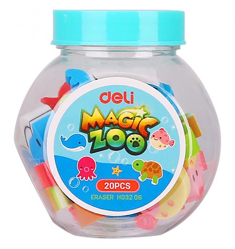 Набор ластиков Deli EH03206 Magic Zoo ассорти пласт.туб. (20шт) фото 7
