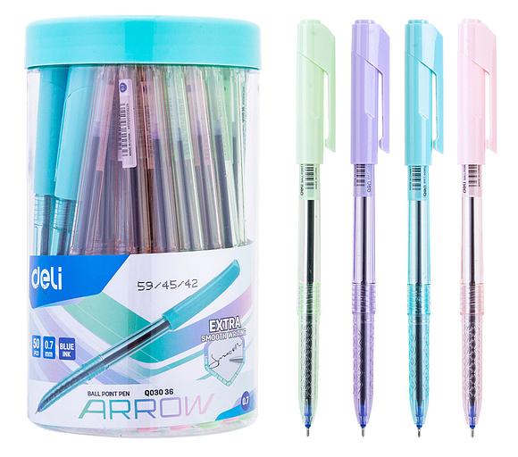 Ручка шариковая Deli EQ03036-1 Arrow 0.7мм прозрачный ассорти синие чернила пластик.стакан (1шт) фото 1