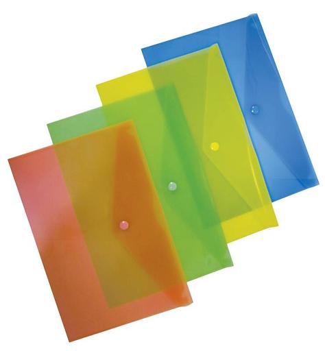 Конверт на кнопке Бюрократ -PK803AYEL A4 пластик 0.18мм желтый фото 2