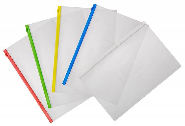 Папка на молнии ZIP Бюрократ -BPM4AWT A4+ полипропилен 0.15мм карм.для визит. цвет молнии белый фото 3