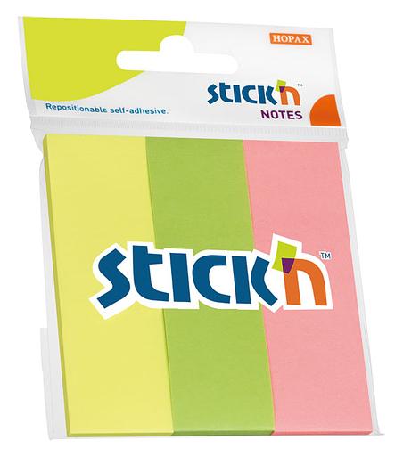 Закладки самокл. индексы бумажные Stick`n 21129 25x76мм 3цв.в упак. 50лист европодвес фото 1