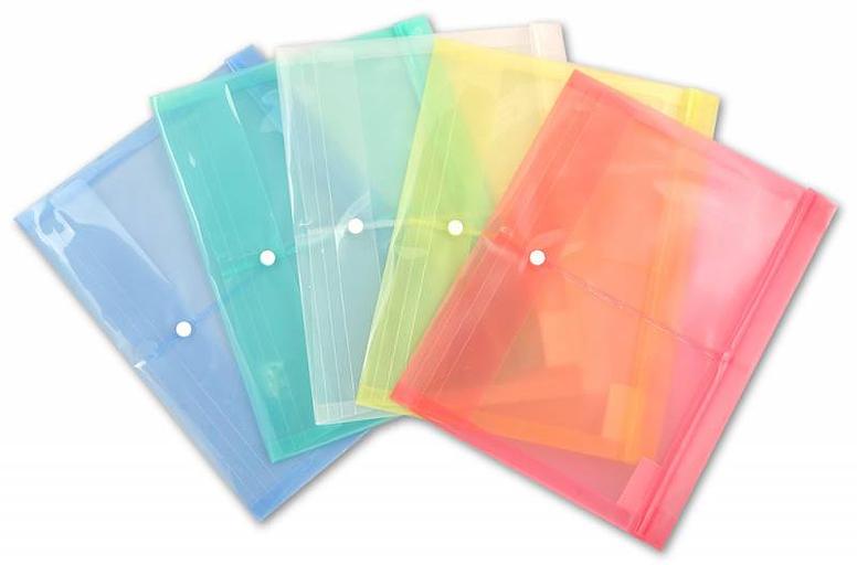 Конверт на кнопке Бюрократ -PK860/1 A4 гориз. расшир. пластик 0.18мм ассорти фото 1