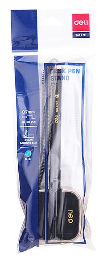 Ручка гелевая Deli E6797BLACK на подставке 0.7мм черный черные чернила фото 5