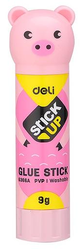 Клей-карандаш Deli E6366A 9гр корп.ассорти ПВП дисплей картонный детский Stick UP фото 3