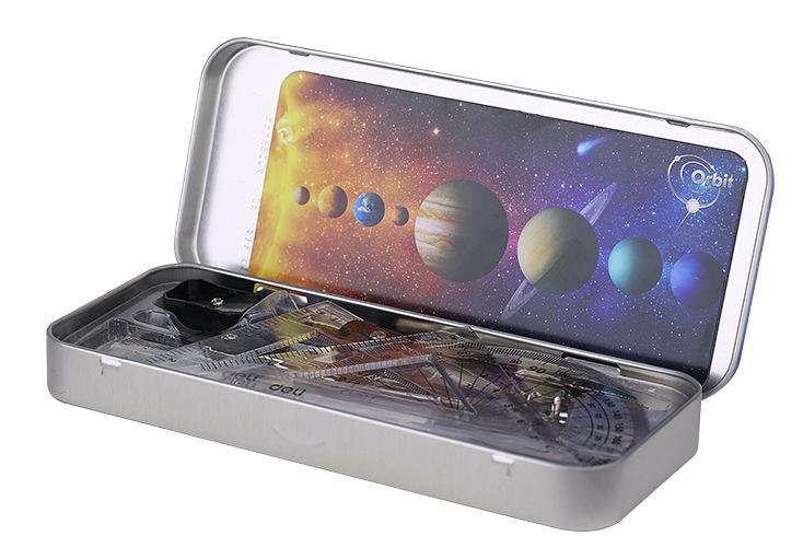 Набор для черчения Deli EG30695 в компл.:циркуль/карандаш/кронциркуль/линейка 15см/2 треугольника/транспортир/ластик/точилка фото 1