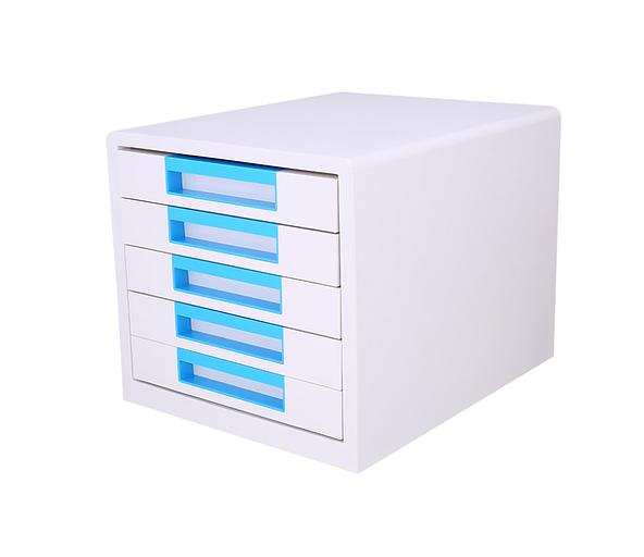 Бокс для документов Deli EZ01033 Rio 5 выдвижных ящиков 277х344х259мм белый/голубой пластик фото 1