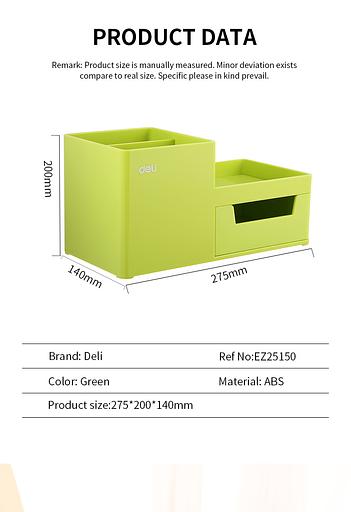 Органайзер настольный Deli EZ25150 Rio 175x90x92мм зеленый пластик фото 8