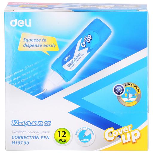 Ручка корректор Deli EH10790 голубой корпус белый 12мл дисплей картонный фото 4