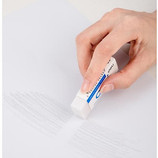 Ластик Deli EH03110 Offi 60x24x12мм ПВХ белый индивидуальная картонная упаковка фото 10