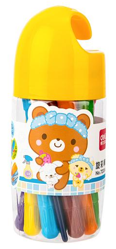 Масляная пастель Deli 72054 с поворотным механизмом 12цв. дл.130ммд.13мм пласт.туб. фото 6