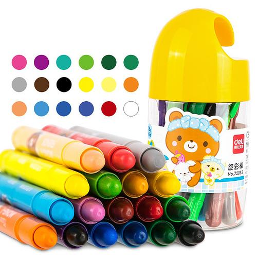 Масляная пастель Deli 72055 с поворотным механизмом 18цв. дл.130ммд.13мм пласт.туб. фото 1
