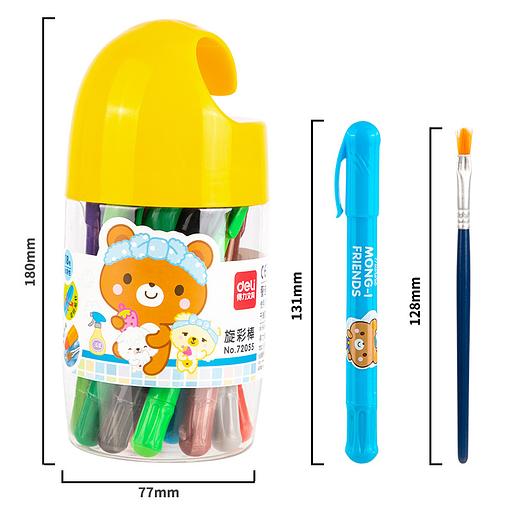 Масляная пастель Deli 72055 с поворотным механизмом 18цв. дл.130ммд.13мм пласт.туб. фото 3