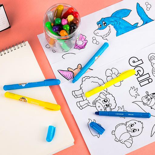 Масляная пастель Deli 72055 с поворотным механизмом 18цв. дл.130ммд.13мм пласт.туб. фото 4