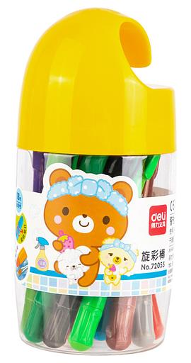 Масляная пастель Deli 72055 с поворотным механизмом 18цв. дл.130ммд.13мм пласт.туб. фото 6