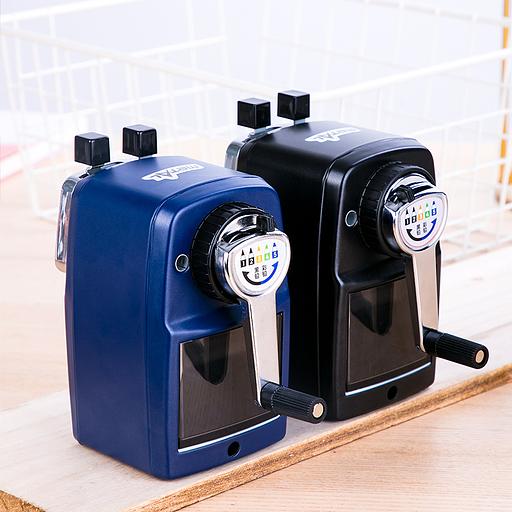 Точилка для карандашей механическая Deli 71156BLUE 1 отверстие металл синий фото 4