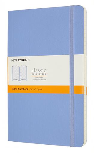 Блокнот Moleskine CLASSIC SOFT QP616B42 Large 130х210мм 192стр. линейка мягкая обложка голубая гортензия фото 1