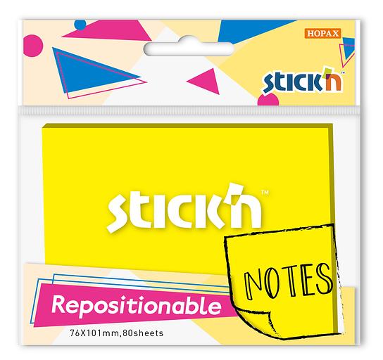 Блок самоклеящийся бумажный Stick`n 27074 76x101мм 80лист. 70г/м2 желтый неон 1цв.в упак. фото 1