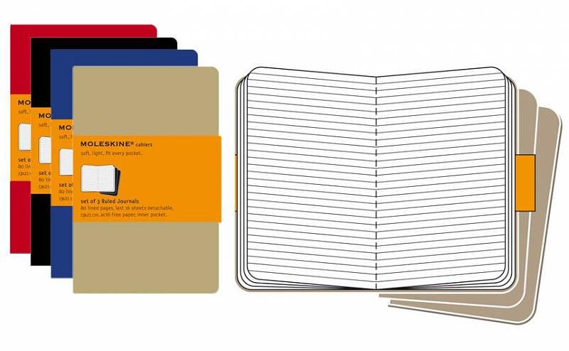 Блокнот Moleskine CAHIER JOURNAL QP416 Large 130х210мм обложка картон 80стр. линейка бежевый (3шт) фото 2