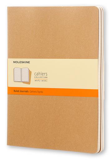 Блокнот Moleskine CAHIER JOURNAL QP421 XLarge 190х250мм обложка картон 120стр. линейка бежевый (3шт) фото 1