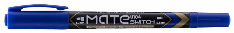 Маркер перманентный Deli EU10430 Mate двойной пиш. наконечник 0.5-1мм синий фото 1