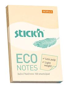 Блок самоклеящийся бумажный Stick`n ECO 21741 51x76мм 100лист. 60г/м2 пастель желтый фото 1