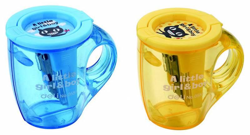 Точилка для карандашей ручная Deli Cup E0551 2 отверстия пластик ассорти дисплей фото 2