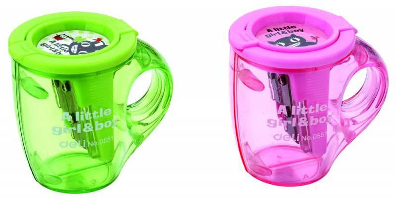 Точилка для карандашей ручная Deli Cup E0551 2 отверстия пластик ассорти дисплей фото 3