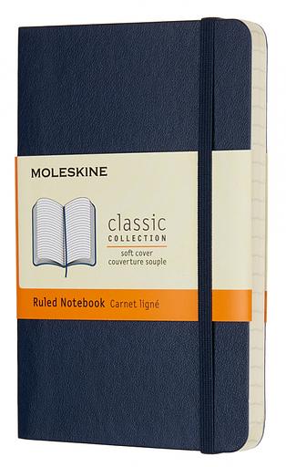 Блокнот Moleskine CLASSIC SOFT QP611B20 Pocket 90x140мм 192стр. линейка мягкая обложка синий сапфир фото 1